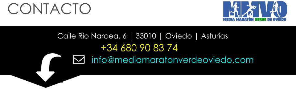 info@mediamaratonverdeoviedo.com  Calle Rio Narcea, 6 | 33010 | Oviedo | Asturias  +34 680 90 83 74     CONTACTO